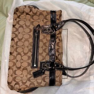 Coach Brown and Black Signature Tote Bag